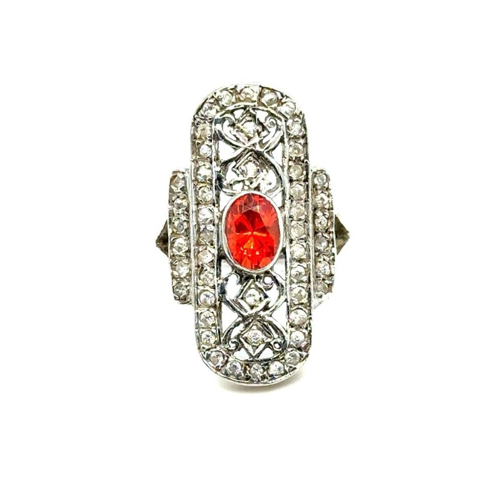 Victorian‎ Design Orange / White Stones Ring